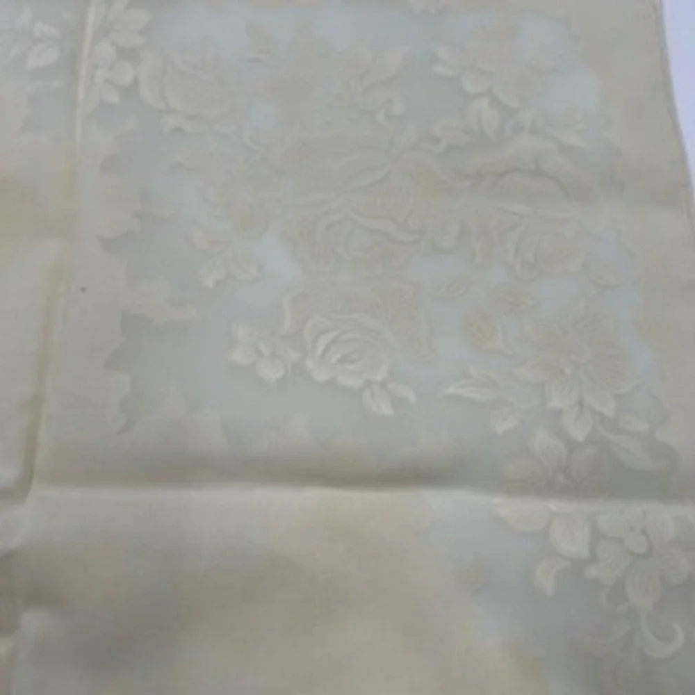 Vintage Cream Floral Damask Napkins‎ Set of 13 Sheer Organza Detail